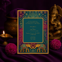 Convites Casamento do elefante oriental legante mandala