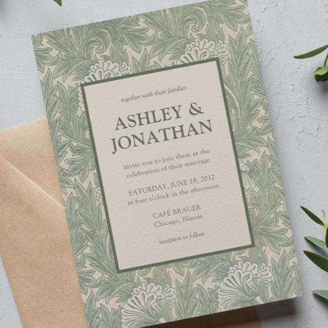 Convites Casamento do Elegante William Morris Tulip Pattern (Criador carregado)