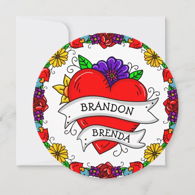 Convites Casamento do estilo de arte do Grafite de tatuagem (Frente)