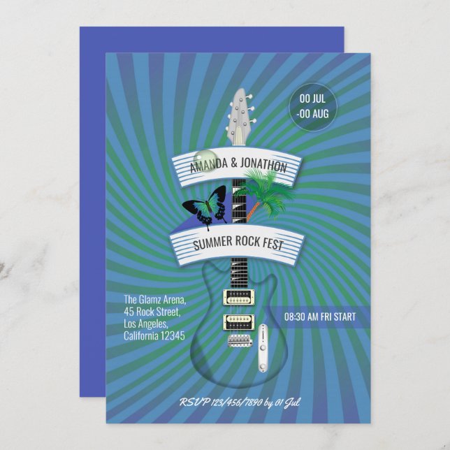 Convites Casamento do Festival Summer Rock (Frente/Verso)