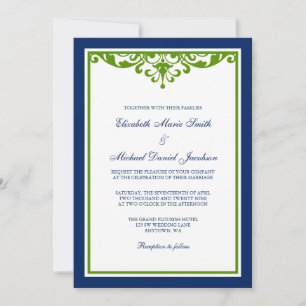 Convites Casamento do Flourish dos azuis marinhos e do