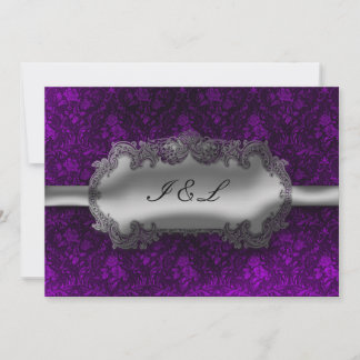 Convites Casamento do Gótico Silver Foil Look Damask
