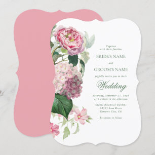Convites Casamento do Jardim das Flores Rosa Romântica com 