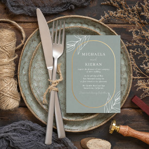 Convites Casamento do Jardim de Folha Verde Moderna