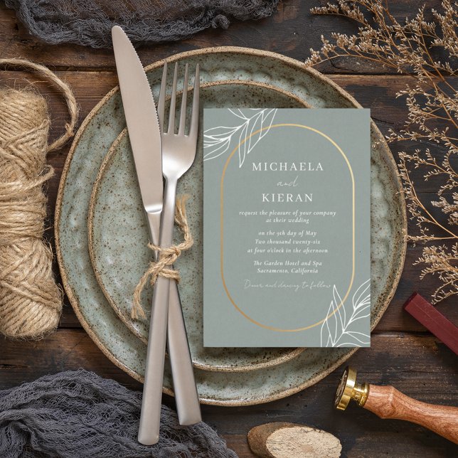 Convites Casamento do Jardim de Folha Verde Moderna (Criador carregado)