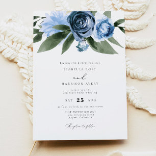 Convites Casamento do Jardim Floral Azul MILENA Dusty