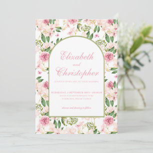 Convites Casamento do Jardim Floral de Blush Elegante