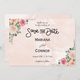 Convites Casamento do Jardim Floral de Creme Rosa Salve a D