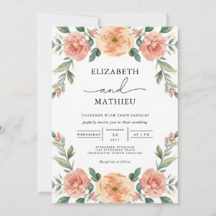 Convites Casamento do Jardim Floral de Lush Coral