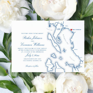 Convites Casamento do Mapa Elegante Bellingham Washington