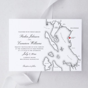 Convites Casamento do Mapa Elegante Lairmont Manor Bellingh