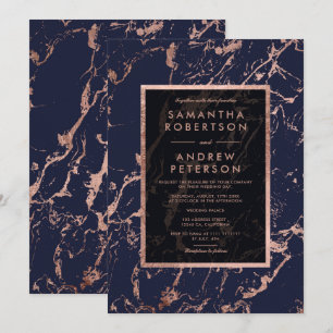 Convites Casamento do mármore do quadro do ouro do rosa do