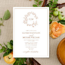 Casamento do Modern Terracotta Leafy Crest Monogra