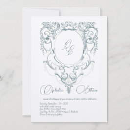 Convites Casamento do Monograma Barroco, vitoriano