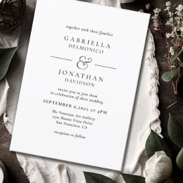 Convites Casamento do Monograma Branco Negro Elegante