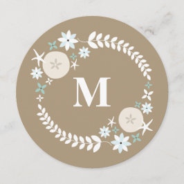 Convites Casamento do Monograma com Dólar de Areia de Praia