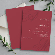 Casamento do Monograma da Caligrafia Mínima Vermel