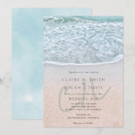 Convites Casamento do Monograma da Praia do Oceano Azul e S