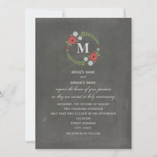 Convites Casamento do Monograma da Terra Floral Inspirada n