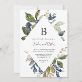 Convites Casamento do Monograma de Autumn Greenery Diamond