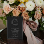 Convites Casamento do Monograma de Folha Branca Negra<br><div class="desc">Estamos adorando este convite de casamento moderno, preto e branco! Simples, elegante e tão bonito, ele apresenta uma coroa desenhada à mão rodeando um monograma moderno de casamento. É personalizado em tipografia elegante, e acentuado com caligrafia manuscrita. Por último, é cortado num quadro delicado. Pacote de exibição aqui: https://www.zazzle.com/collections/black_white_leafy_crest_monogram_wedding-119655862125661501 Entre...</div>