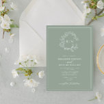 Convites Casamento do Monograma de Folha Verde de Sábio Mod<br><div class="desc">Estamos adorando este convite de casamento verde moderno, moderno sábio! Simples, elegante e tão bonito, ele apresenta uma coroa desenhada à mão rodeando um monograma moderno de casamento. É personalizado em tipografia elegante, e acentuado com caligrafia manuscrita. Por último, é cortado num quadro delicado. Pacote de exibição aqui: https://www.zazzle.com/collections/sage_green_leafy_crest_monogram_wedding_invitation-119735143483526238 Entre...</div>