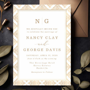 Convites Casamento do Monograma de Frame Ornamental Elegant
