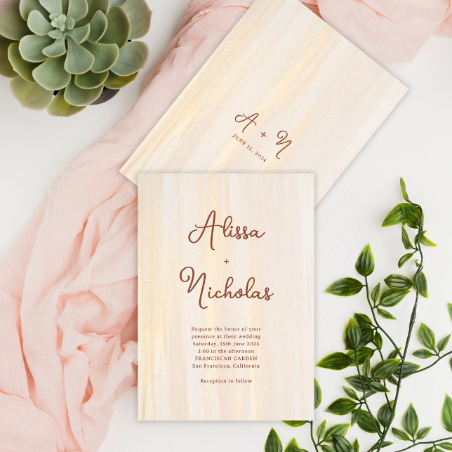 Convites Casamento do Monograma do Script Dourado & Terraco (Criador carregado)