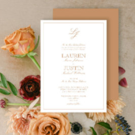 Convites Casamento do Monograma do Script Terracotta Clássi