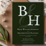 Convites Casamento do Monograma Minimalista Emerald Green<br><div class="desc">Convide seus hóspedes em estilo moderno e elegante com este Convite de Casamento de Monograma Minimalista Emerald Green. Mostrando as iniciais do casal unidas por um ampersor elegante, este design exumenta a simplicidade do eterno. O layout limpo e a refinada tipografia moderna destacam detalhes essenciais do casamento, enquanto a estética...</div>