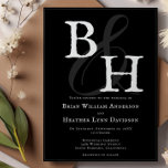 Convites Casamento do Monograma Minimalista Negro<br><div class="desc">Convide convidados para o seu próximo casamento com um Convite para Casamento Monograma Minimalista Negro. O design de convite apresenta uma fonte de script elegante para os seus monogramas. Personalize com os nomes do noivo e da noiva junto com a data do casamento e a localização. Material adicional disponível com...</div>