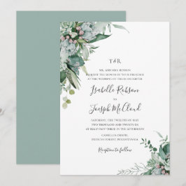 Convites Casamento do Monograma Verde Sage Greenery