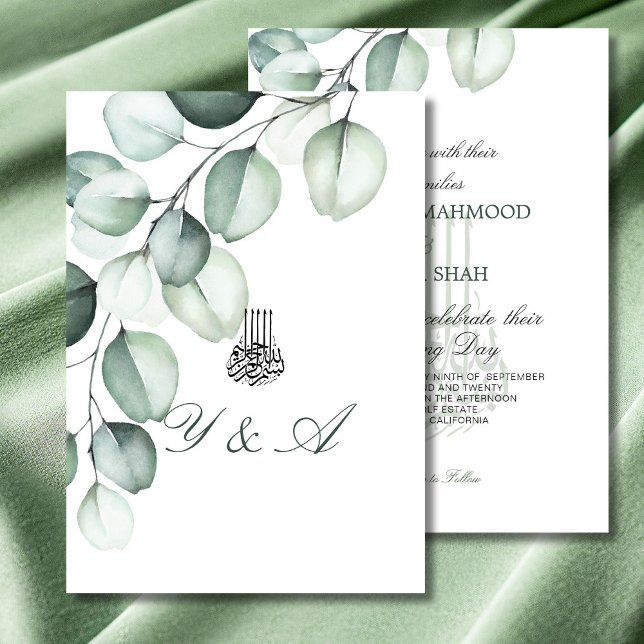 Convites Casamento do Na moda do Bismillah Islâmico Eucalyp (Criador carregado)