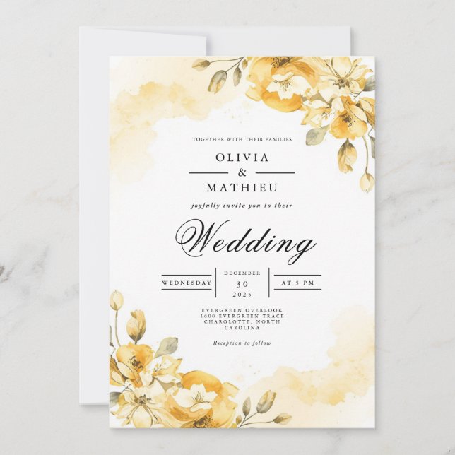 Convites Casamento do ouro Blossom Archway (Frente)