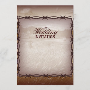 Convites casamento do país ocidental do arame farpado
