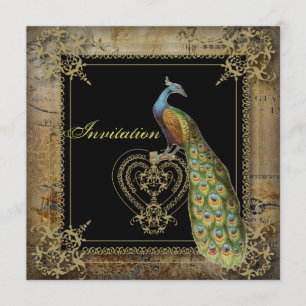 Convites casamento do pavão-de-bruxo romântico