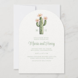 Convites Casamento do Rosa do Deserto Cactus Monograma