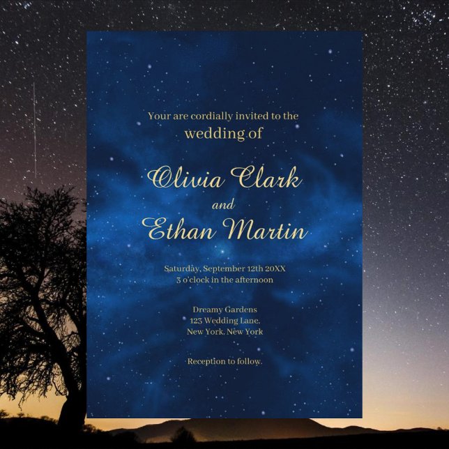 Convites Casamento do Tema Celestial Galaxy Night Sky (Criador carregado)