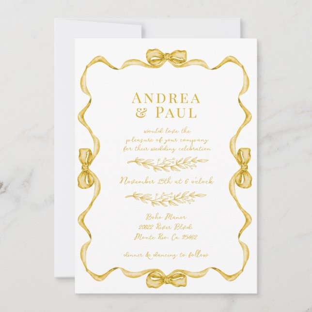 Convites Casamento Doce Da Fita Whimsical (Frente)