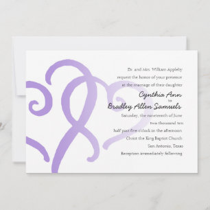 Convites Casamento Dois Corações Simples Roxo