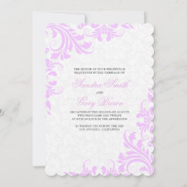Convites Casamento dos Damascos Brancos de Lavanda Elegante
