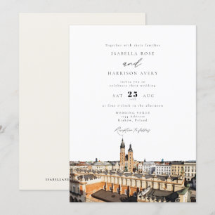 Convites Casamento dos Edifícios Skyline Watercolor Kraków