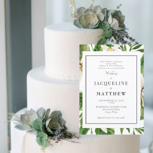 Convites Casamento dos Pais com Folhagem Verde Moderna
