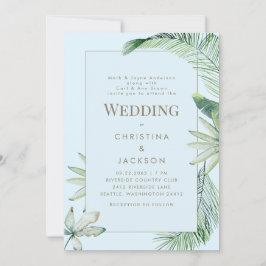 Convites Casamento dos Pais Tropicais Icy Blue Greenery