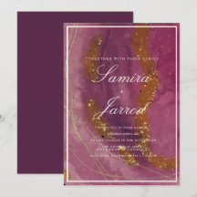 Casamento Dourado Agate Purple Mustard Watercolor 