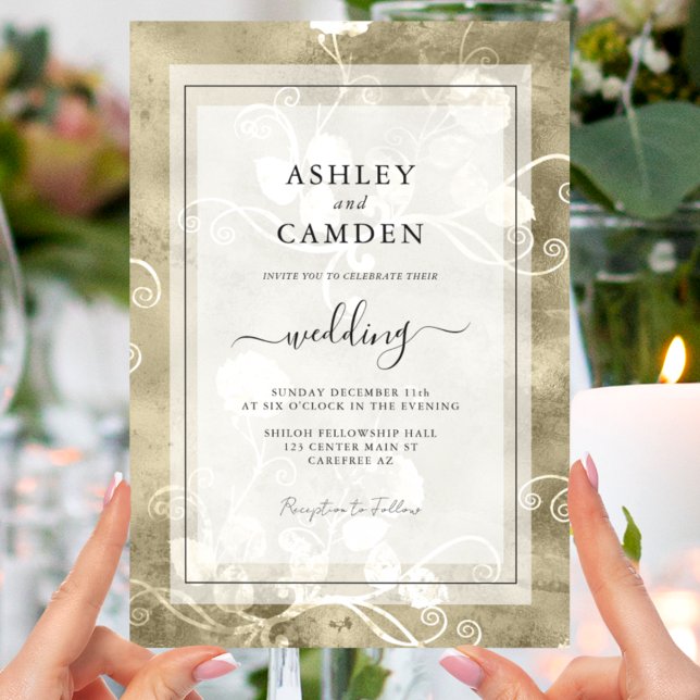 Convites Casamento Dourado Antigo Elegante (Criador carregado)