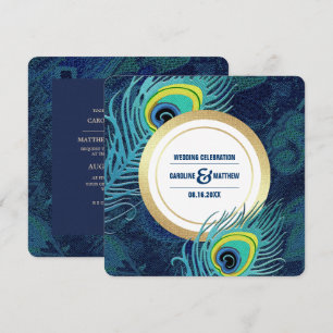 Convites Casamento Dourado Azul Marinho Pavock
