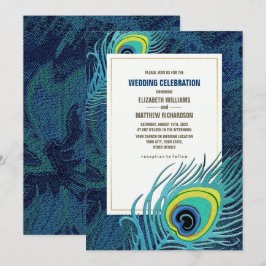 Convites Casamento Dourado Azul Marinho Pavock
