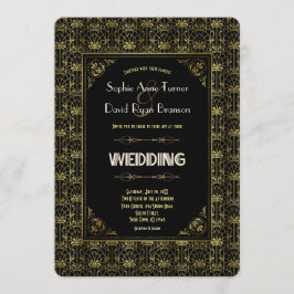 Convites Casamento | Dourado Black Roaring 20s Art Deco