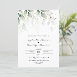 Convites Casamento Dourado Boêmian Eucalyptus Greenery